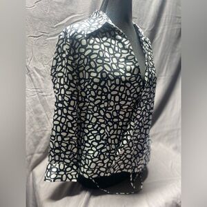 ICE Animal Print 100% Silk Wrap Blouse Blazer Size M EC